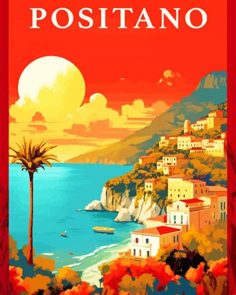 Positano Travel Poster Paint By Numbers Numeral Paint Kit