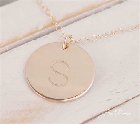 Gold Monogram Initial Necklace 14k Gold Filled Block Font Etsy