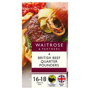 Waitrose 4 British Beef Quarter Pounders With Onions Waitrose Partners