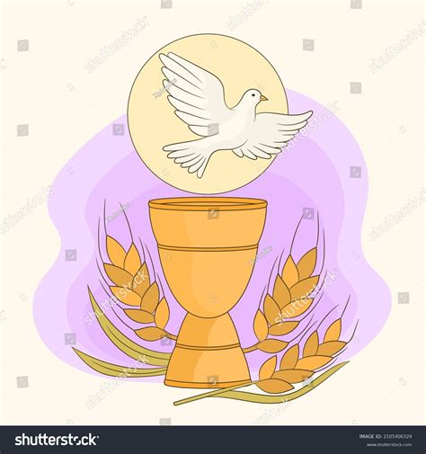 First Communion Symbols Nice Invitation Chalice Stock Vector Royalty