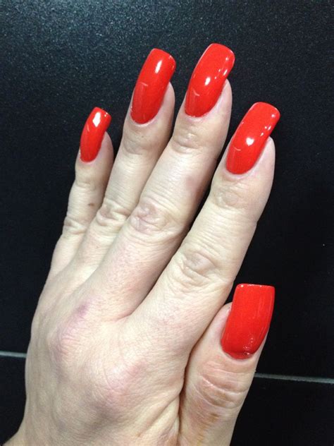 Red Acrylic Nails Long Red Nails Curved Nails Red Manicure Red