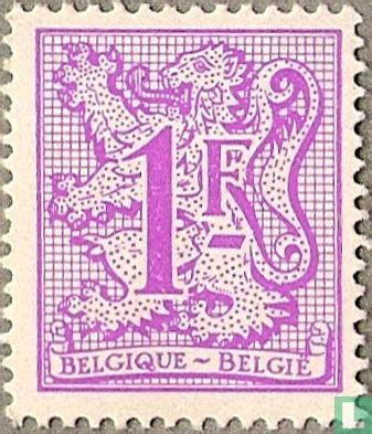 Chiffre sur lion héraldique et banderole 1 1977 Belgique LastDodo