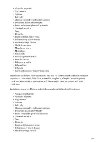 Prednisone: Indications, Uses, Dosage | PDF