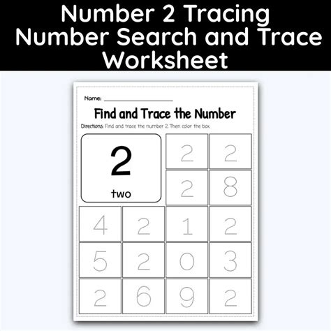 Number 2 Tracing Number Search And Trace Worksheet