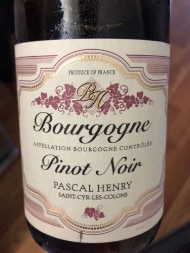 2018 Domaine Pascal Henry Bourgogne Pinot Noir Vivino US