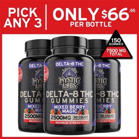 Pick 3 50ct High Potency Delta 8 Gummies Bundle Cali Thc Shop