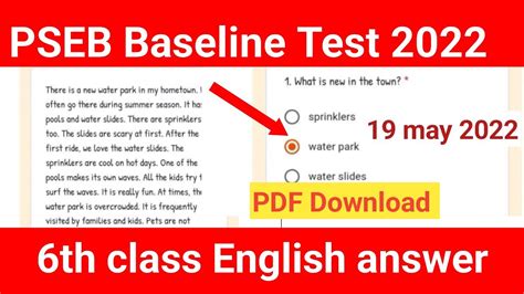 English Baseline 6th Class Pseb Board Solution Class 6 English