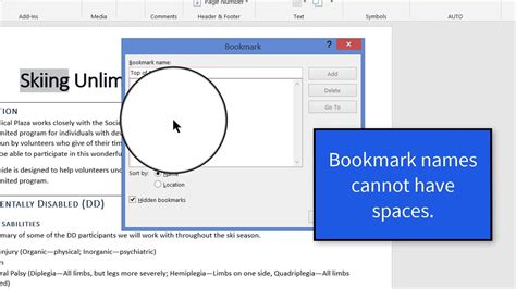 How To Create A Bookmark Link In A Word 2016 Document Youtube