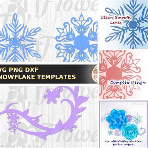 Svg Snowflake Template Cricut Snowflake Bundle Snowflakes Set Winter