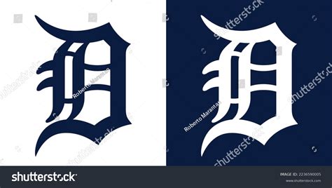 White Blue D Detroit Letter Sports Stock Vector Royalty Free