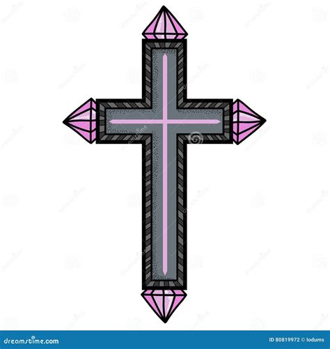 Cross With Pink Gemstone Stock Vector Illustration Of Religious 80819972