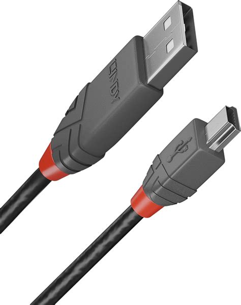 Lindy 1m Usb 20 Type A To Mini B Cable Anthra Line Black