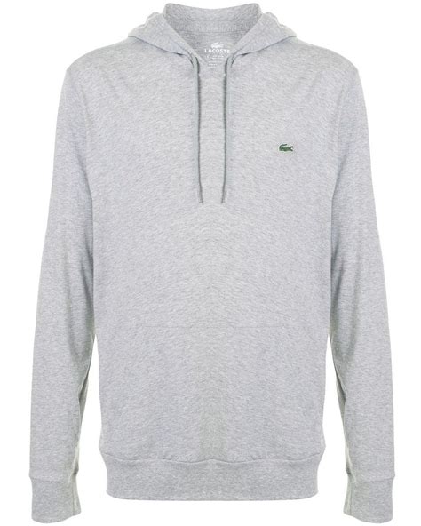 Lacoste Embroidered Logo Hoodie In Grey Gray For Men Lyst