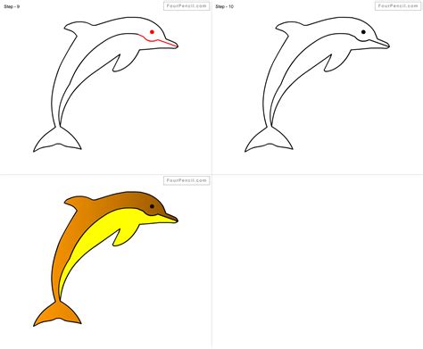 Дельфин поэтапно карандашом для детей легко рисунок