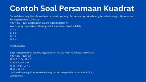 20 Contoh Soal Persamaan Kuadrat Dan Pembahasannya Lengkap