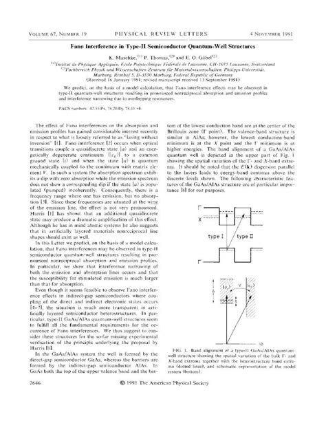 Pdf Fano Interference In Type Ii Semiconductor Quantum Well