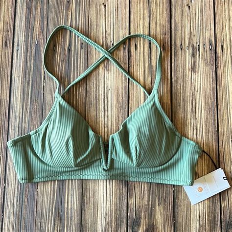 Shade Shore Swim Nwt Shade Shore Sage Green Ribbed Bikini Top B