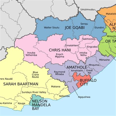 Map Showing All District Municipalities Of The Eastern Cape Province In