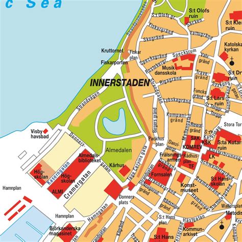 Stadtplan Visby, Schweden. Karte und Routenplaner von hot-maps.