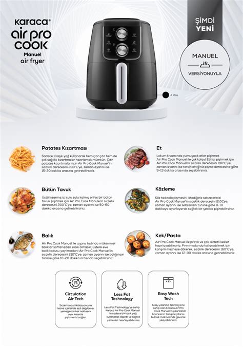 Karaca Air Pro Cook Manuel Xl Airfryer Black 4 Kişilik Fiyatı