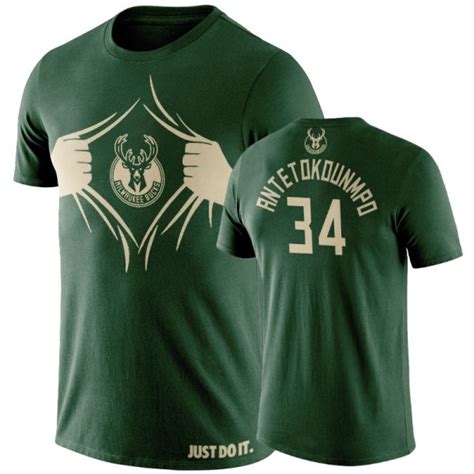 Milwaukee Bucks Giannis Antetokounmpo 34 T Shirt Avec Le Logo De L