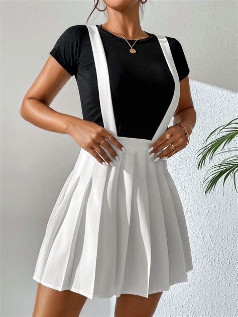 Solid Pleated Suspender Skirt Artofit