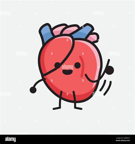 Ilustración vectorial del carácter de órgano del corazón con cara linda