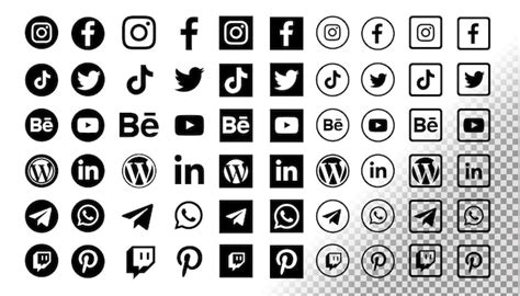 Premium PSD | Collection of black social media icons and banners on a ...