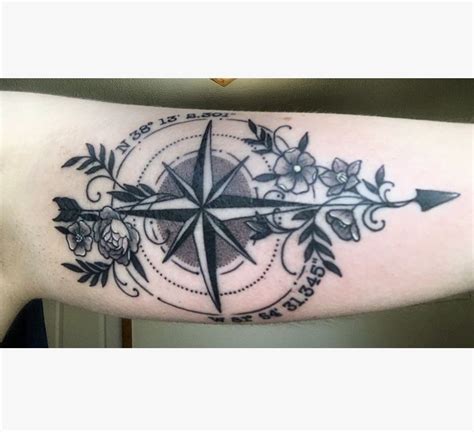 Floral Compass Inner Arm Tattoo Done By Zac Black Eagle Tattoo Inner Arm Tattoo Compass