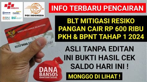 Info Terbaru Pencairan Pkh Bpnt Tahap Blt Mitigasi Pangan Rp