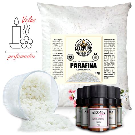 Kit Parafina Granulada Lentilhada Kg Ess Ncia Aromatizador Ml Para