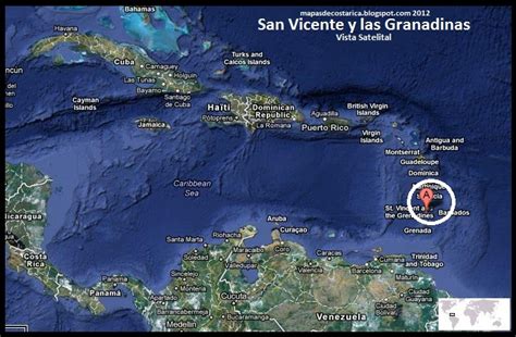 Mapa De San Vicente Y Las Granadinas En Centroamérica Y El Caribe Vista Satelital