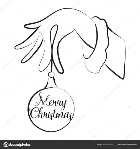 Elegant Outline Drawing Merry Christmas Ball Vector Illustration Stock ...