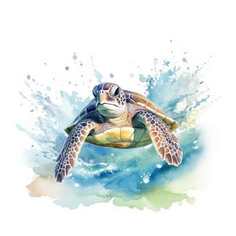 Premium Photo Watercolor Handdrawn Turtle Illustration