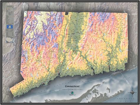 Connecticut Physical Wall Map by Outlook Maps - MapSales