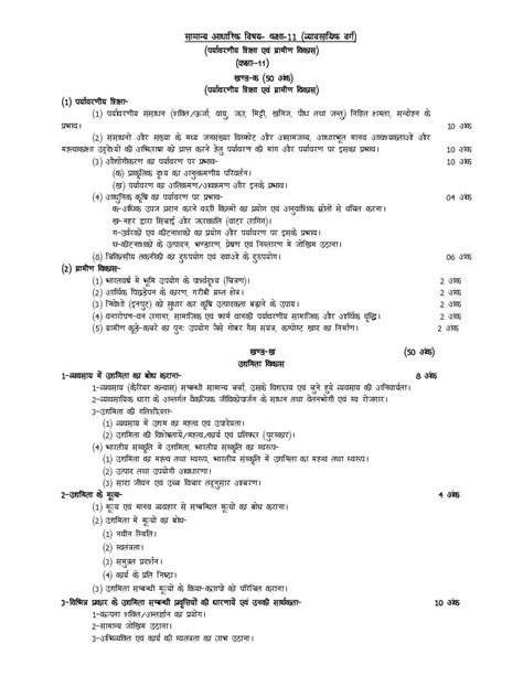 Up Board Class 11 Syllabus 2023 Samany Adharik Vishay