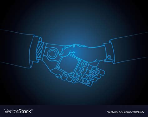 Business human and robot handshake Royalty Free Vector Image