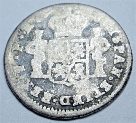 1776 Spanish Bolivia Silver 1 2 Reales Genuine Antique US Colonial