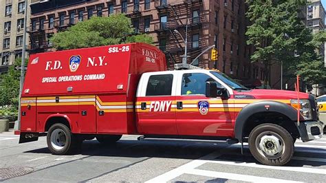 Fdny Ladder 25 And Fdny Special Operations Command Ssl 25 Responding On Bway On Westside Manhattan