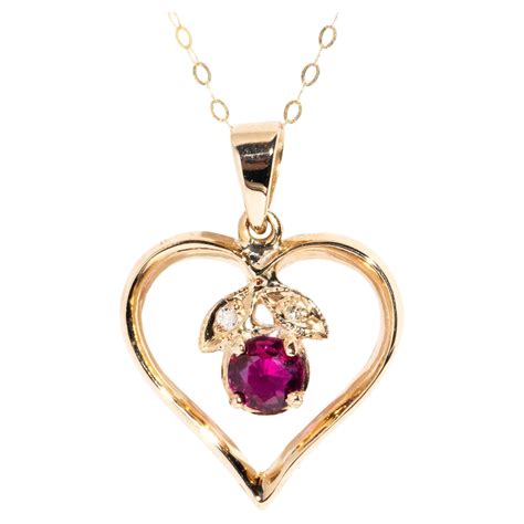 6 Carat Ruby Yellow Gold Quadruple Heart Locket Pendant Necklace For