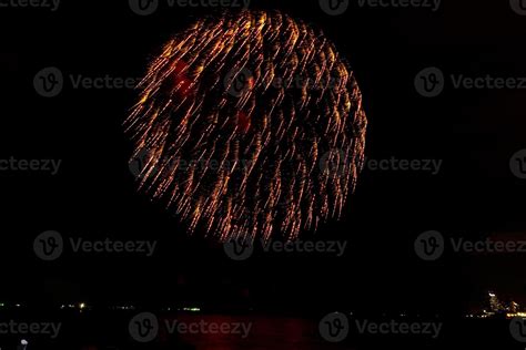 fireworks celebration over sea in pattaya beach 13284472 Stock Photo at ...