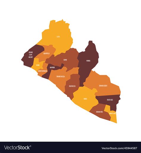 Liberia Political Map Of Administrative Divisions Vector Image