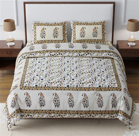 Gawadi Multicolor Jaipuri Print Cotton Double Bed Sheets Type King At