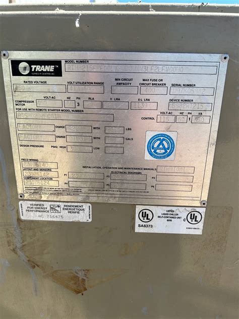 Trane 150 Ton Rotary Chiller C2120cn Lanco Corporation Used