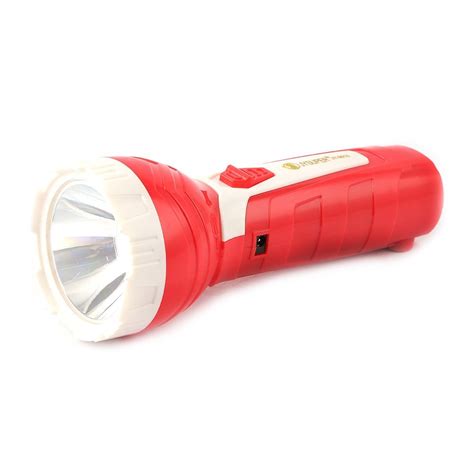 Plastic Cool White LED Red Rechargeable Torch Capacity 5000 7999 MAh