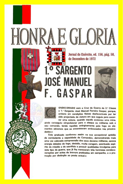 HONRA E GLÓRIA e nota de óbito José Manuel Ferreira Gaspar Tenente