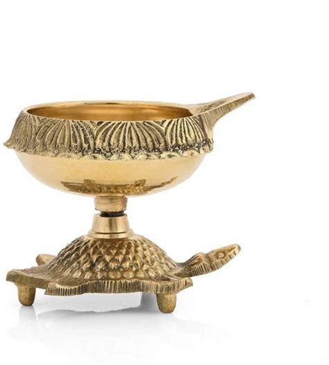 Kuber Diya With Turtle Base Brass Handmade Engraved Design Etsy