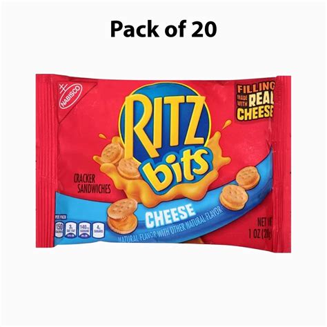 20 Pack Ritz Bits Cheese Sandwich Crackers Small Bites Big Flavor