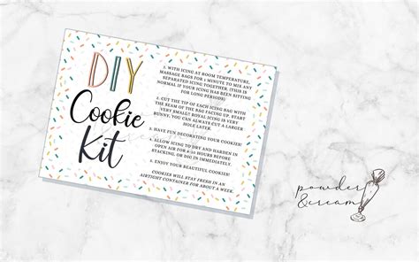 Printable Diy Cookie Kit Instruction Card 35 X 5 Printable Cookie Tag