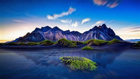 Gambar Islandia Gunung Pasir Pantai Langit Matahari Terbenam